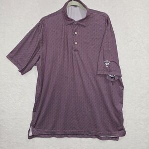Peter‎ Millar Summer Comfort Golf Polo Shirt Men's Large Geometric Red/Navy Blue